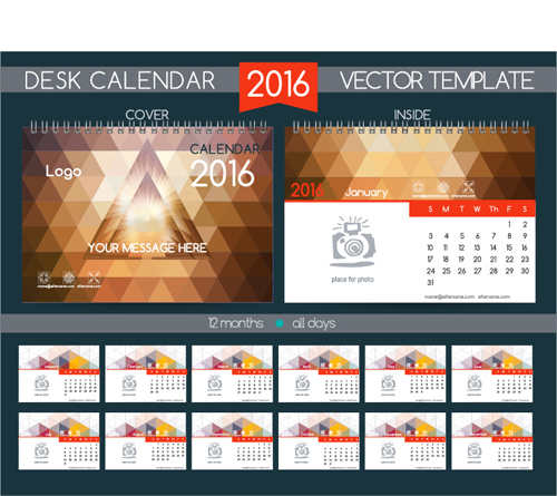 2016 New year desk calendar vector material 63  