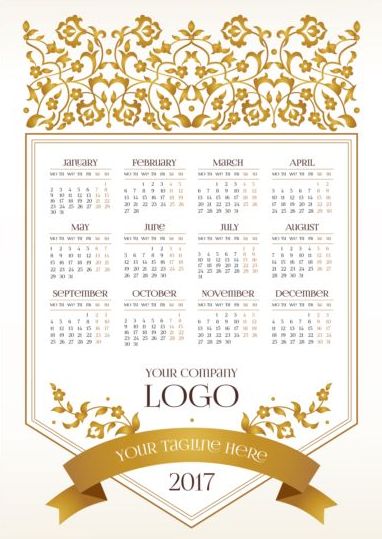 2017 Firmenkalender-Schablone Vektor 02  