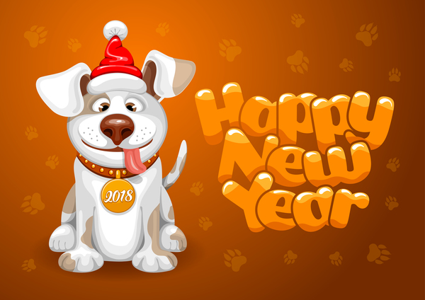 2018 happy year of dog vector material 03  