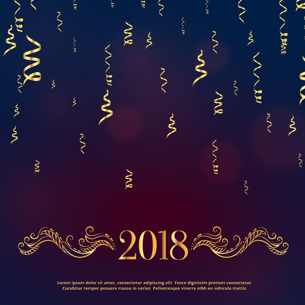 Hintergrund des neuen Jahres 2018 mit goldenem Bandvektor  