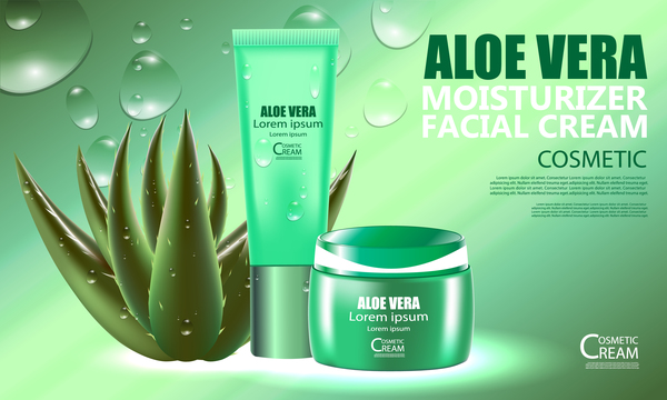 Aloe vera cosmétiques ream affiche vecteurs modèle 05  