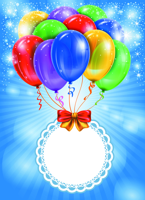Happy Birthday Colorful Balloons background set 03  