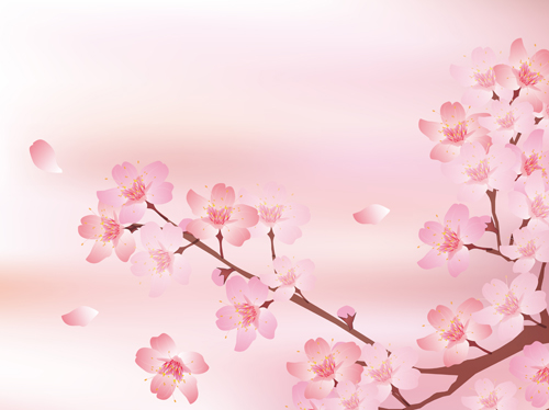 Beautiful sakura art background vector set 06  