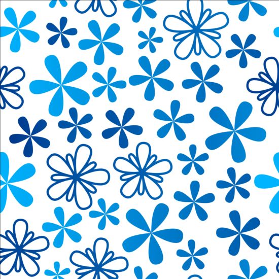 Синий цветочный бесшовный шаблон вектор  