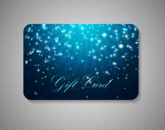Blauwe Gift Card met glanzende ster vector  