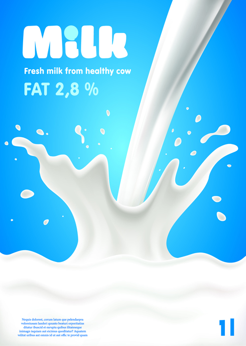 Blue style milk poster creative vector 03  