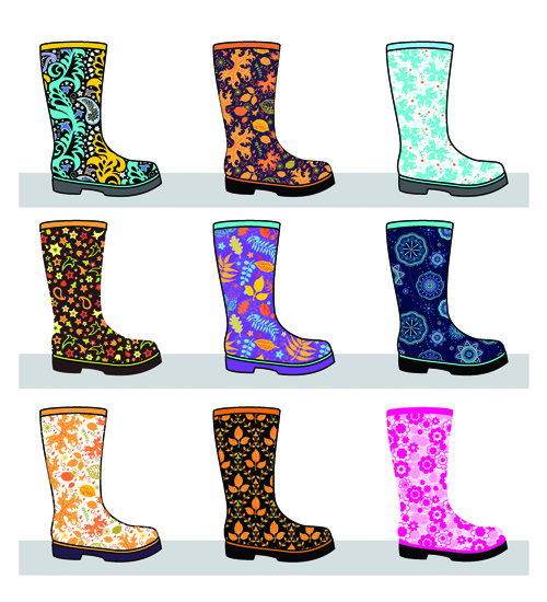 Boots design material vector set 02  