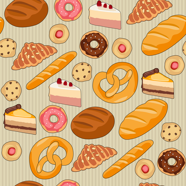 Breads seamless pattern vectors 01  
