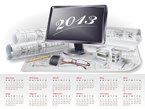Set of Creative Calendar 2013 design vector 07  