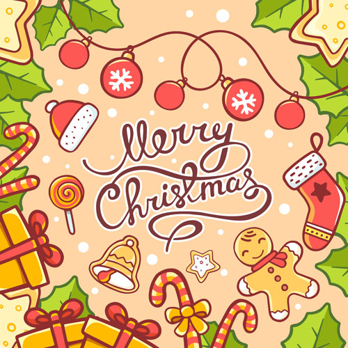 Cartoon styles christmas elements deisng vector 05  