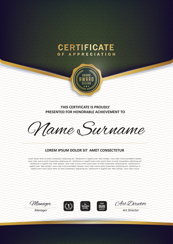 Certificate with diploma template luxury vector material 02  