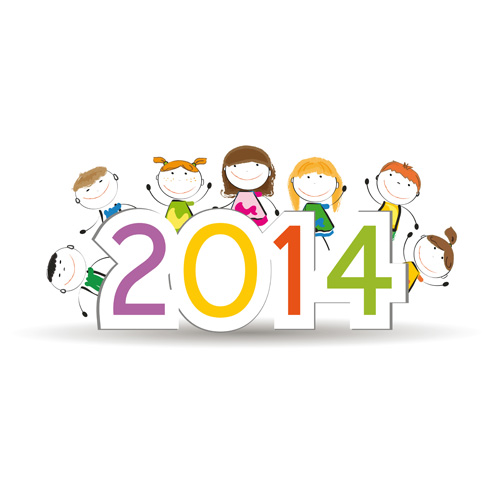 Child and New Year 2014 vector 01  