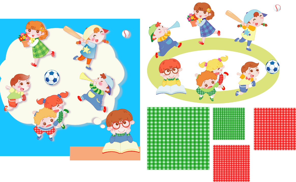 Children playing with pattern vector  