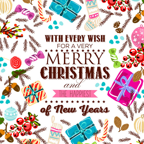 Christmas candy with gift hand drawn vector background 01  