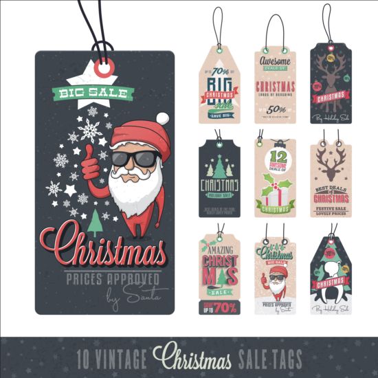Christmas sale tags vintage vector  