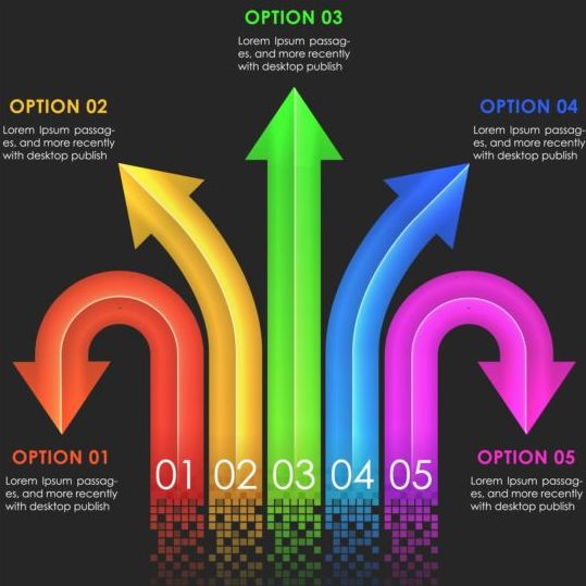 Gekleurde pijl met optie infographic vector 09  