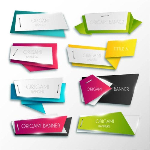 Colored origami layered banner vector  