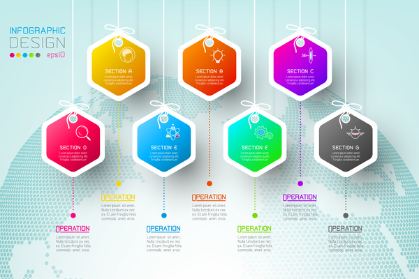 Infographic Schablonenvektoren des farbigen Papiers 13  