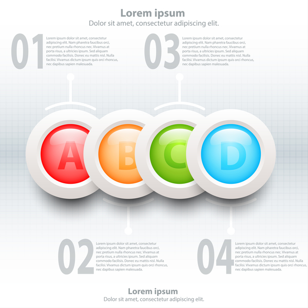 Cercles 3d de thèmes colorés vector illustration infographie de conception  