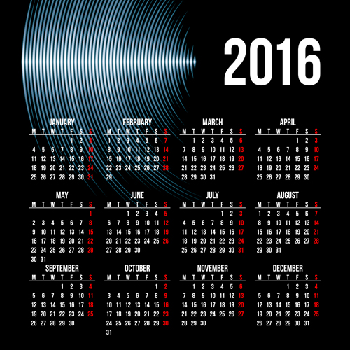 Company gird calendar 2016 set vectors 08  