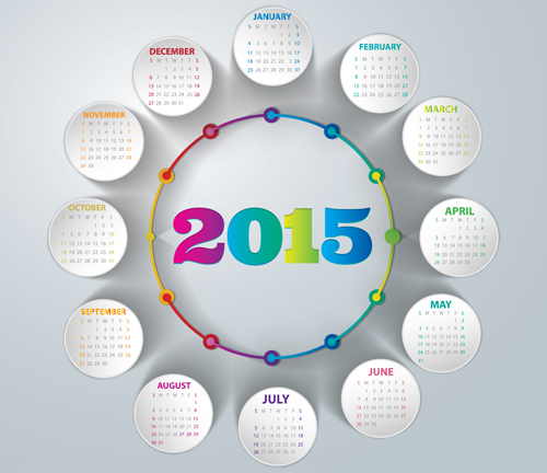 Creative calendar 2015 vector design set 02  