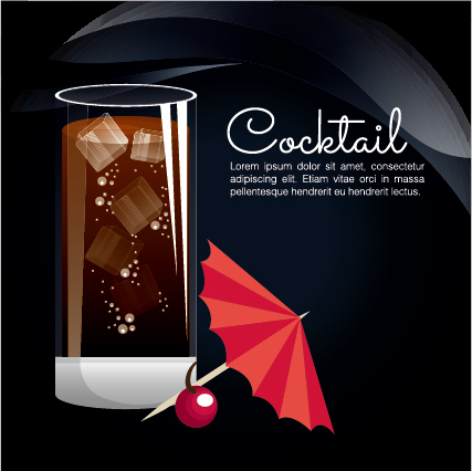 Dark styles cocktail poster vector template 07  