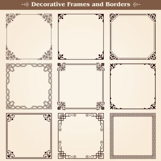 Decoratieve frame met randen set vector 05  