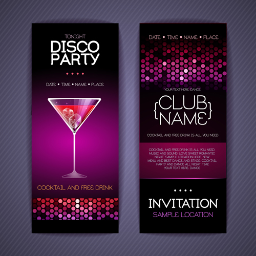 Disco party Invitation cards creative vector 03  