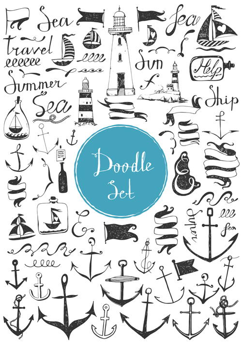 Doodle material vector set 14  