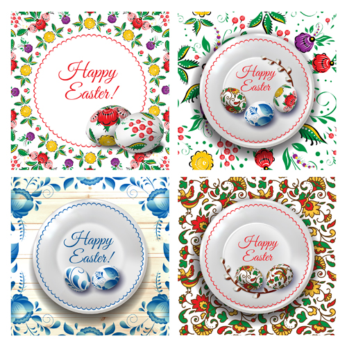 Easter egg with floral art vector material 04  
