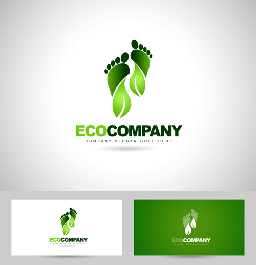 Eco company logos with business card vector 02  