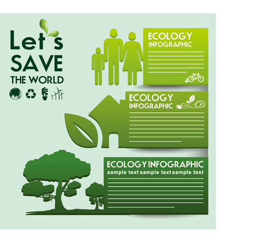 Ecology with world infographic vector material 08  