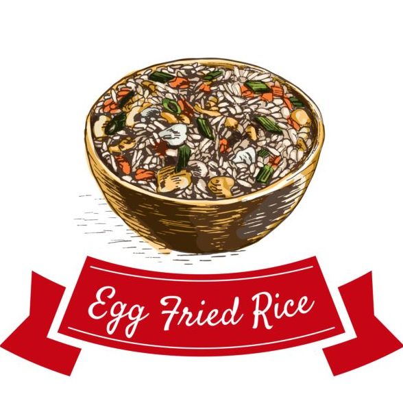 Ei gebratener Reis chinesische Küche Vektor  