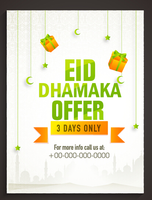 Eid special offer sale flyer vector set 06  