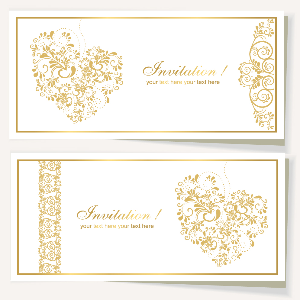 Elegant invitation card for wedding vector 03  