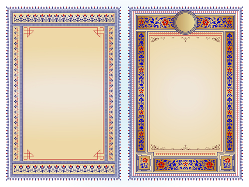 Ethnic style frames vector material  
