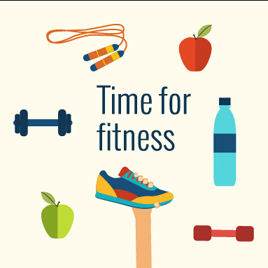 Fitness with hands flat vector template 04  