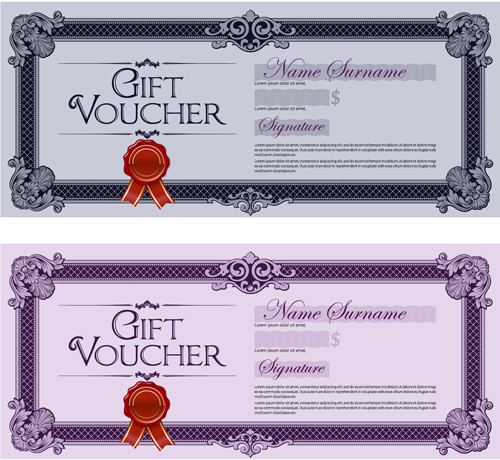 Gift voucher vintage styles vectors 09  