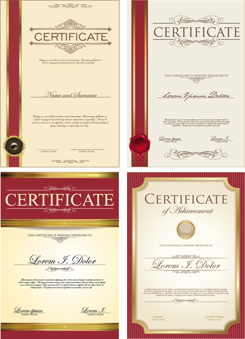 Gold border certificate template vector material 03  