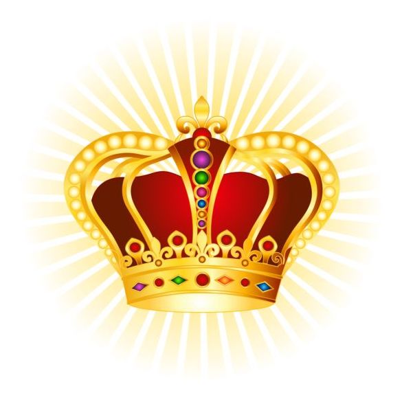Golden with red crown illustration vector 01  