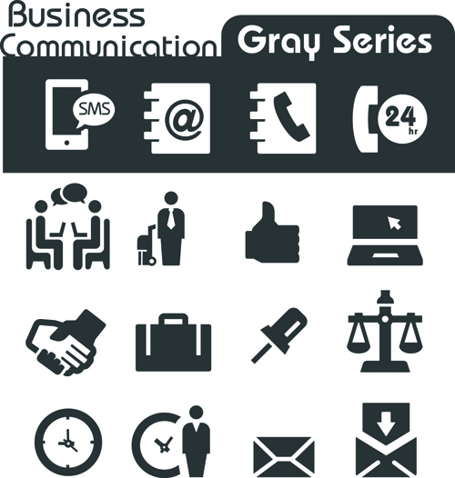 Gray series social icons vector set 05  