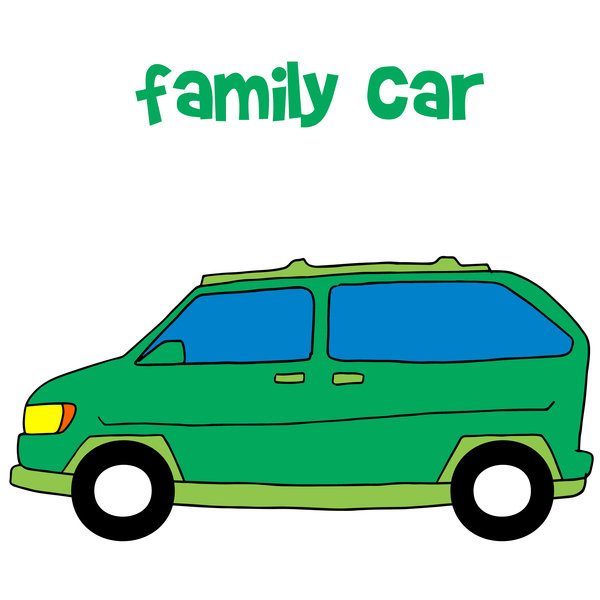 緑の家族の車手 darwn ベクトル図  