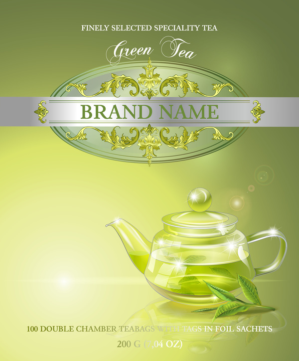 Green tea poster template vector  