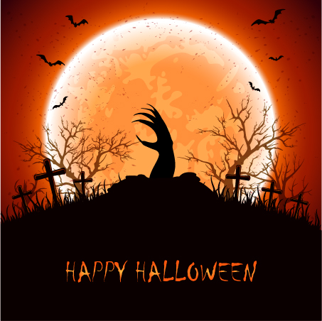 Halloween background with hand vector  