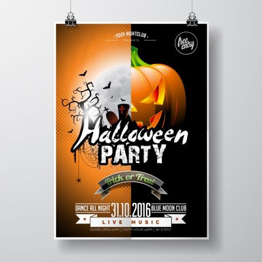 Halloween musique Party Flyer Design vecteurs 03  
