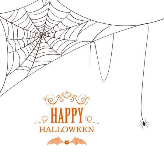 Happy Halloween kaart met Spider webs vector 01  