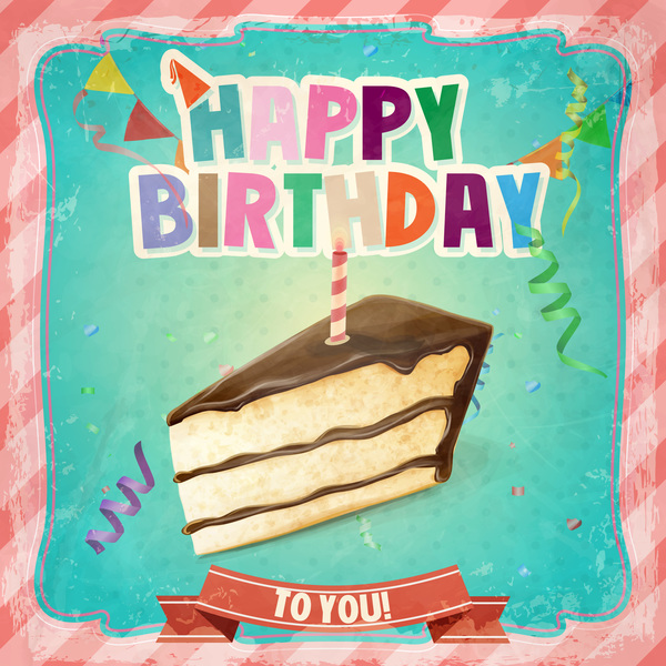 Happy birthday vintage template vectors 01  