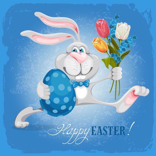 Happy easter bunny background vector graphic 03  