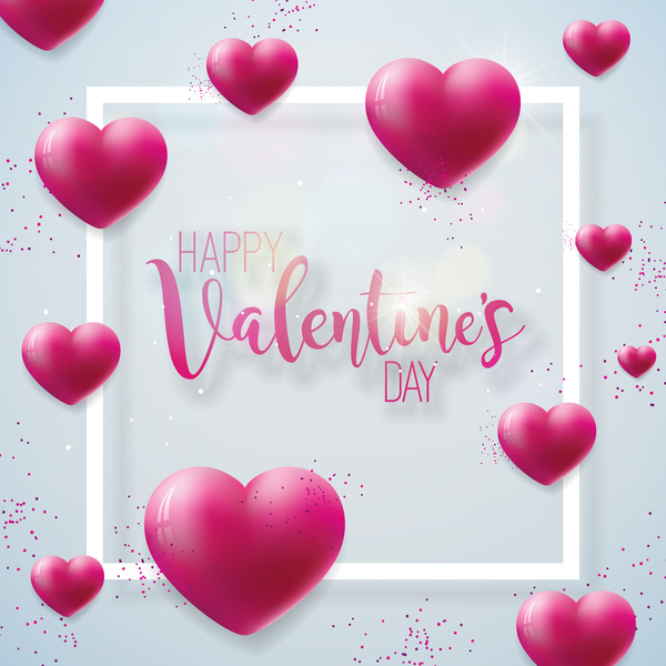Heart balloon with valentine frame vector  