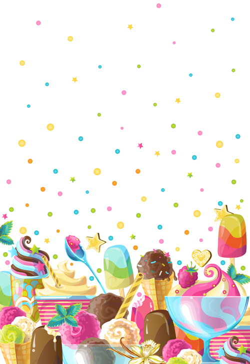 Ice cream elements background vector 03  